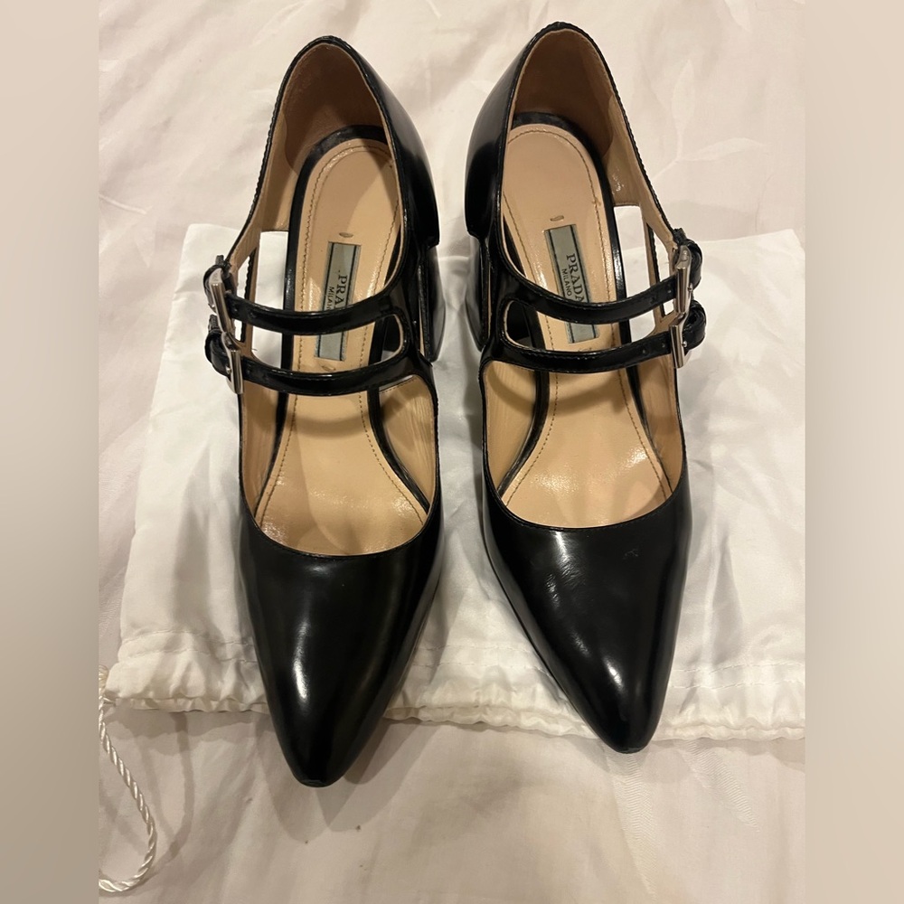 Prada Mary Jane Double Buckle Pumps